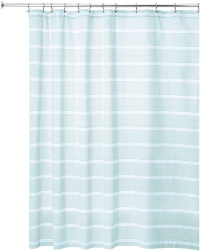 [161985-TT] Blue and White Thin Stripe Shower Curtain