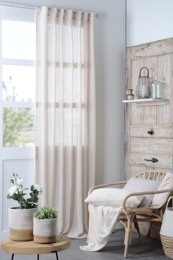 [158855-TT] Madrid Curtain Panel Natural 98in