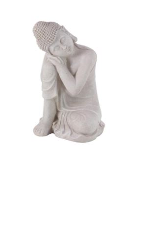 [167322-TT] Resting Buddha Garden Sculpture Grey 20in