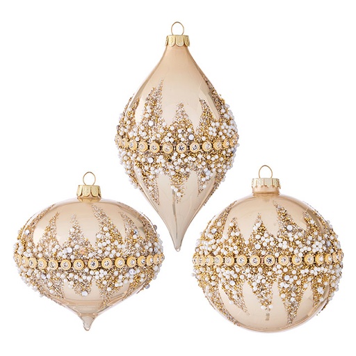 [167380-TT] Gold Beaded Ornament 4in