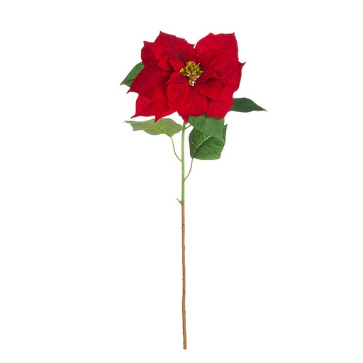 [167411-TT] Red & Gold Poinsettia Stem 30in