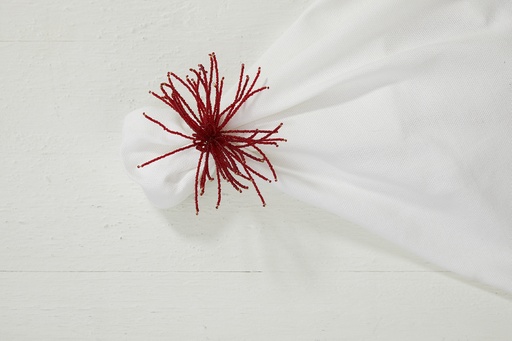 [162474-TT] Beaded Tassel Red Napkin Ring