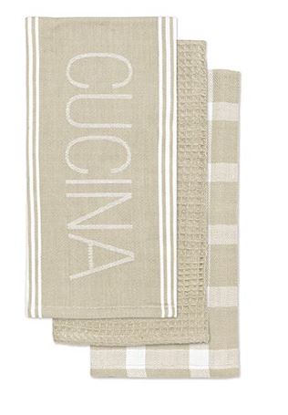 [162523-TT] Cucina Jacquard Tea Towel Set of 3 Tan