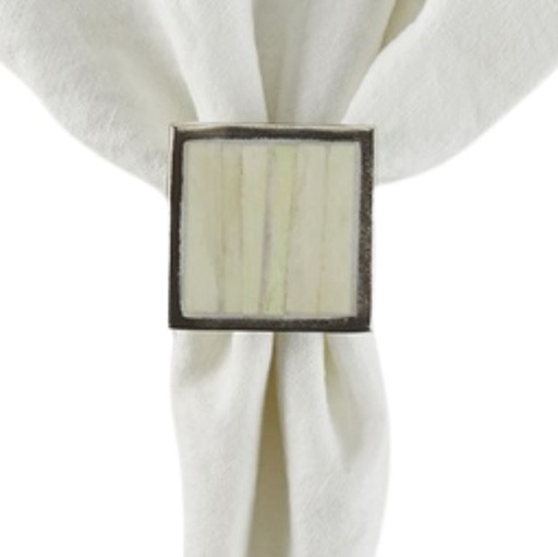 [162571-TT] Square Bone Natural Napkin Ring