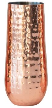 [163700-TT] Hammered Stainless Steel Stemless Champagne Flute