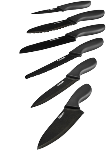 [164135-TT] Cuisinart 12pc Soft Grip Black Metallic Coated Knife Set with Blade Guards