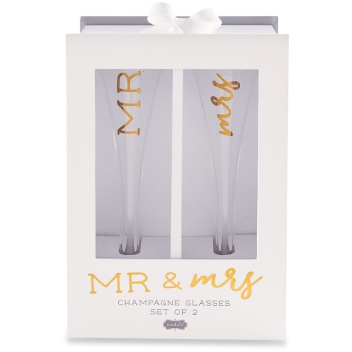 [164560-TT] Mr &amp; Mrs Champagne Glass Set