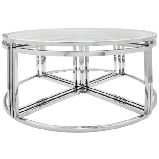 [164598-TT] Metal Pull Out Coffee Table Silver