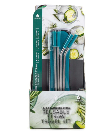 [164765-TT] Stainless Steel Straws and Cleaner Travel Set
