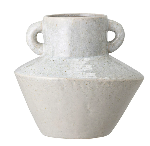 [164921-TT] Stoneware Vase with Handles 8in