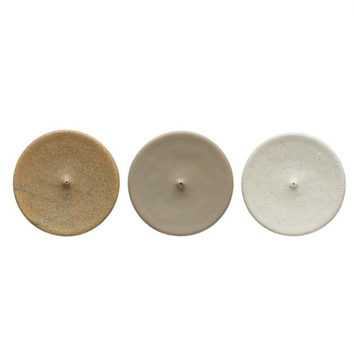 [164961-TT] Round Stoneware Incense Holder, 3 Colors