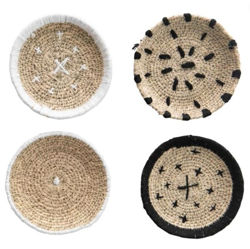 [164985-TT] Hand-Woven Coasters with Stitching Set of 4