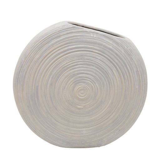 [165082-TT] Oval Swirled Vase White 14in