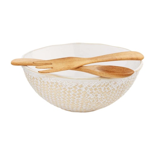 [165209-TT] White Basketweave Bowl
