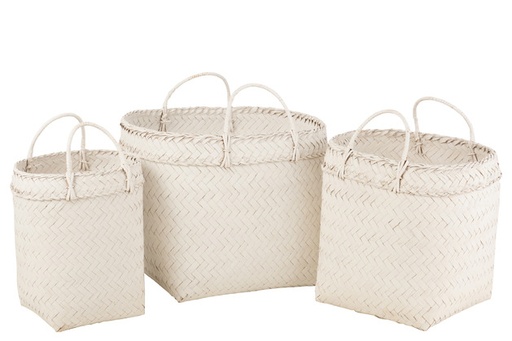[165214-TT] Square Rattan Basket White 18in