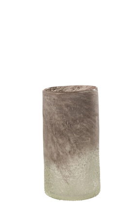[165260-TT] Grey Scavo Glass Vase  9in