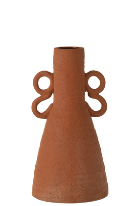 [165290-TT] Double Handled Terracotta Vase 10in