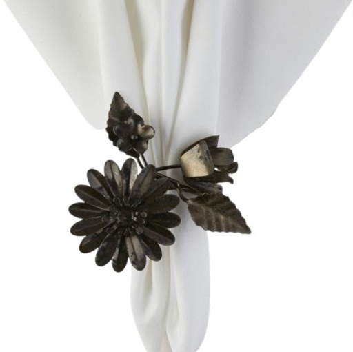 [165362-TT] Double Flower Brass Napkin Ring