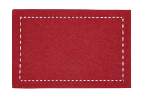 [165482-TT] Linen Look Placemat Red
