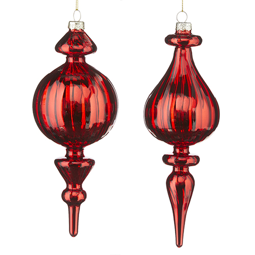[165637-TT] Red Finial Ornament 8.5in