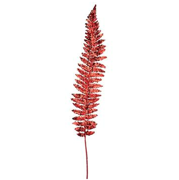 [165719-TT] Glittered Fern Spray Red 39in