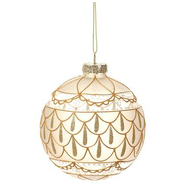 [165742-TT] Glittered Glass Ball Ornament 4in