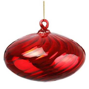 [165744-TT] Swirl Glass Onion Ornament Red 4.75in