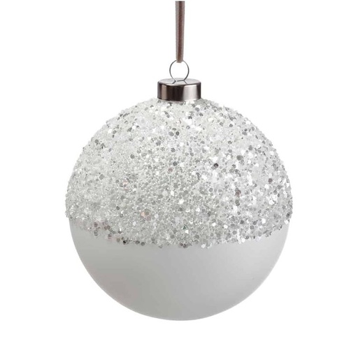 [165746-TT] Glittered Glass Ball Ornament 4in