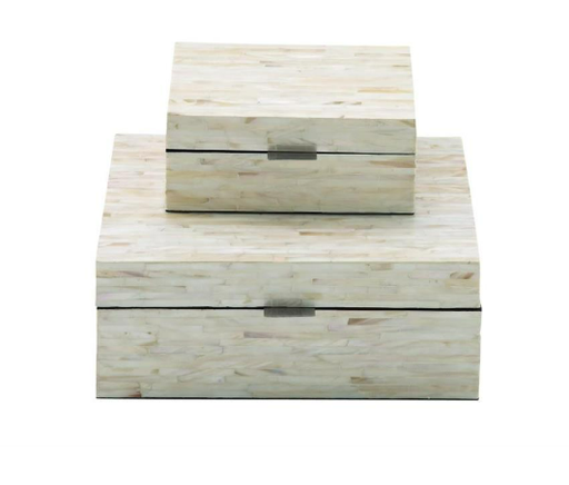 [165799-TT] Mother of Pearl Linear Mosaic Box Cream 12in