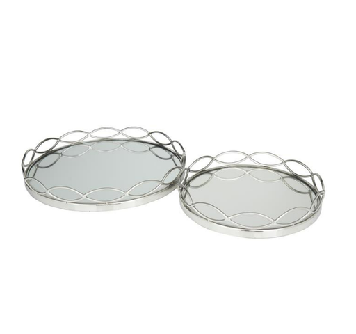 [165821-TT] Silver Mirror Tray 18in
