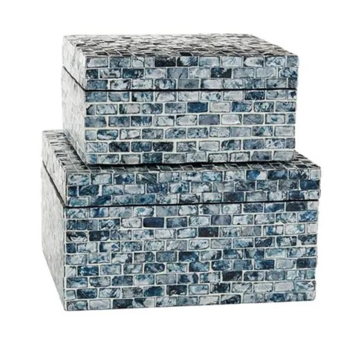 [304971-TT] Mother of Pearl Box Blue 10in