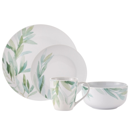 [165931-TT] Foliage Porcelain Dinnerware Set 16pc