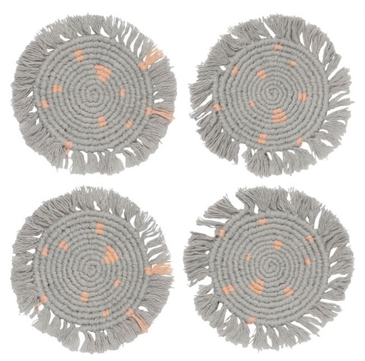 [165968-TT] Macrame Dove Gray Coasters Set of 4
