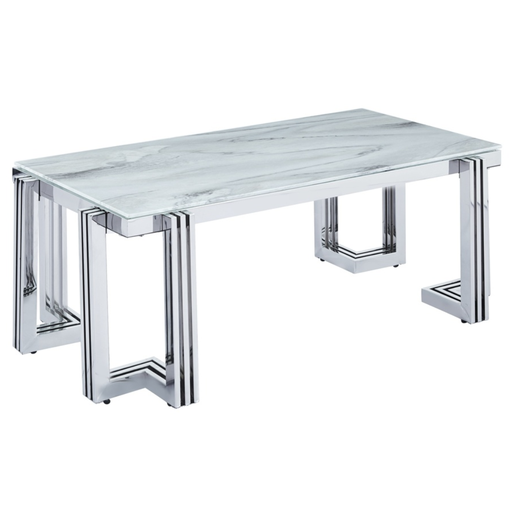 [166035-TT] Marble & Glass Top Cocktail Table
