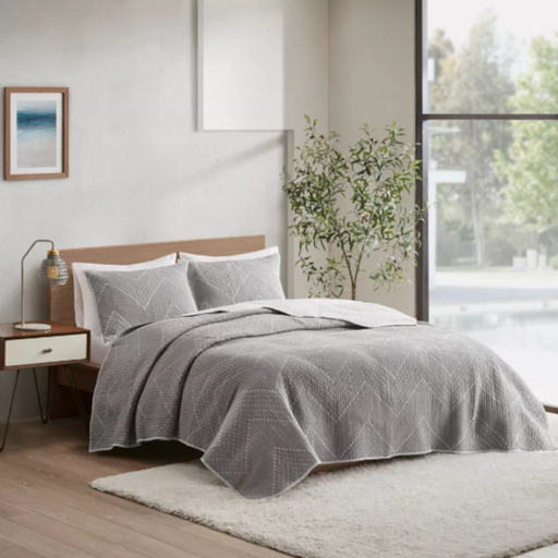 [166550-TT] Pomona Cotton Embroidered 3 Piece Coverlet King Set