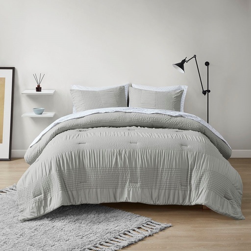 [166553-TT] Nimbus Complete Comforter Bedding and Sheet Queen Set Grey
