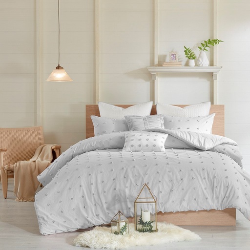 [162724-TT] Brooklyn Cotton Jacquard Comforter Queen Set Grey