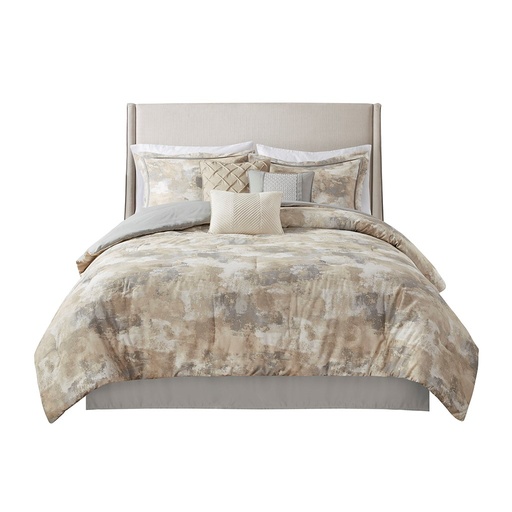 [166567-TT] Beacon Comforter Queen Set Grey 7 pc