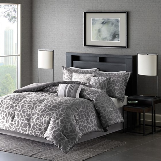 [166570-TT] Carlow 7 Piece Comforter King Set Grey