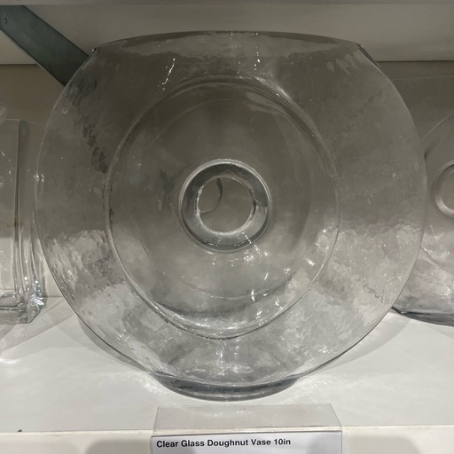[167091-TT] Clear Glass Doughnut Vase 10in