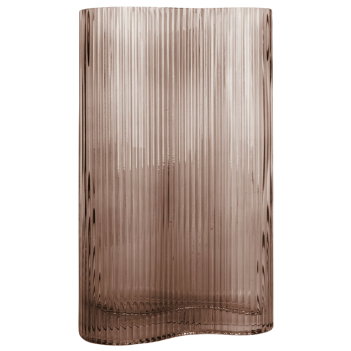[167099-TT] Amber Glass Wavy Vase 12in