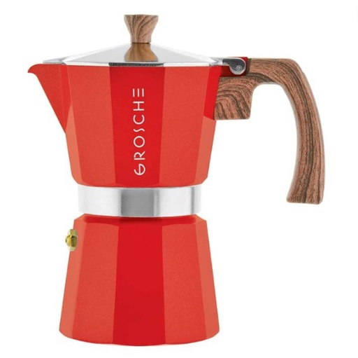 [167719-TT] Grosche Stovetop Espresso Coffe Maker Milano Red 6 Cup