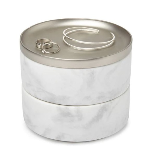 [167965-TT] Tesora Storage Box White Marble/Nickel